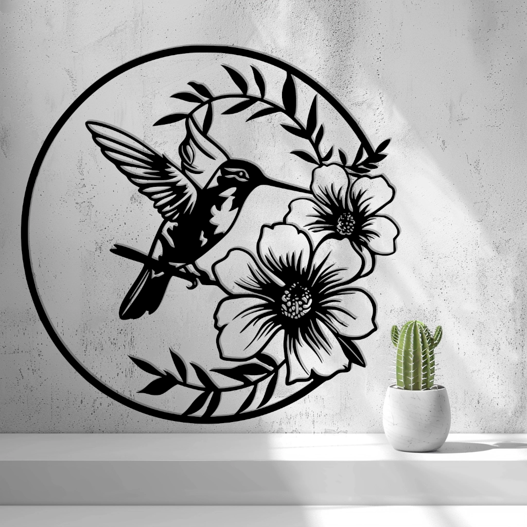 2d Hummingbird With Flowers Wall Art - thumbnail 3